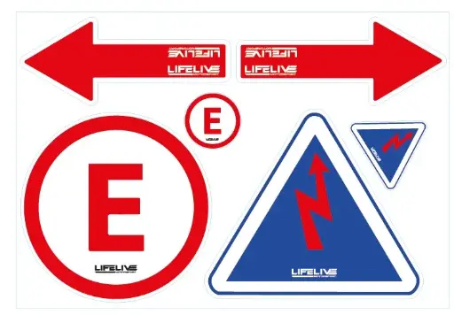 [355004] Sticker fire-extinguisher and emergency stop